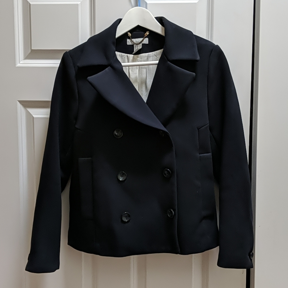 H&M Navy Blue Short Peacoat, Size 10